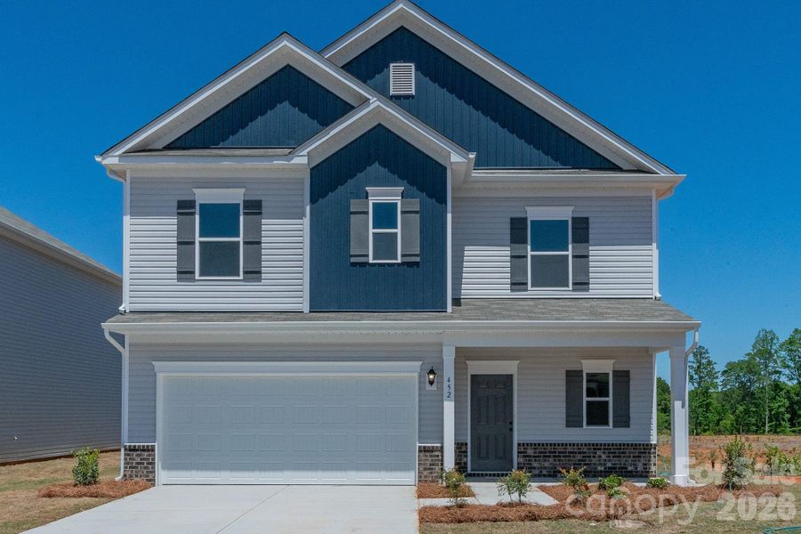 Front exterior of a new home in Winecoff, Salisbury, NC, highlighting curb appeal (Image 1). Front exterior of a new home in Winecoff, Salisbury, NC, highlighting curb appeal (Image 1).