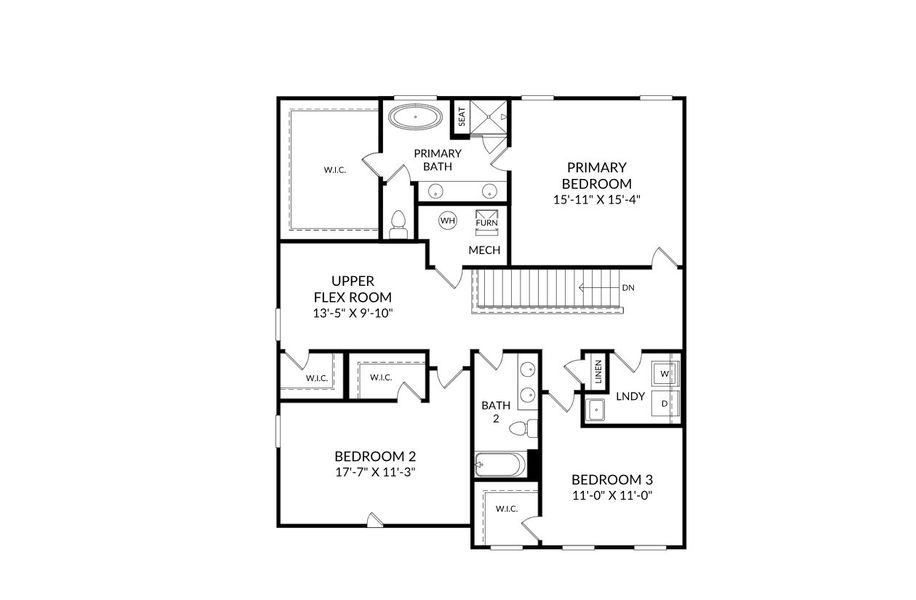 2D floor plan layout for the The Idlewild by Stanley Martin Homes in River Oaks, Locust Grove, GA (Image 5).