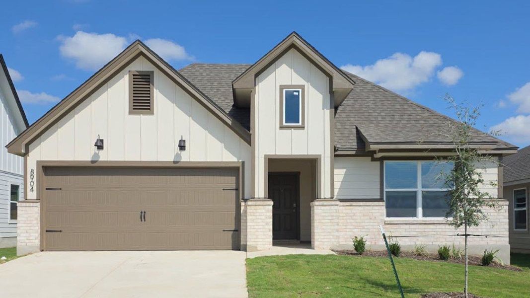 Front exterior of a new home in Mesa Ridge, Temple, TX, highlighting curb appeal (Image 1). Front exterior of a new home in Mesa Ridge, Temple, TX, highlighting curb appeal (Image 1).