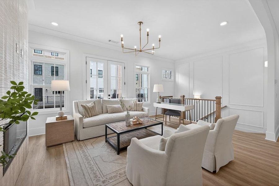 Furnished interior view inside a new home in Skyview On Broad, Sugar Hill (Image 20). Furnished interior view inside a new home in Skyview On Broad, Sugar Hill (Image 20).