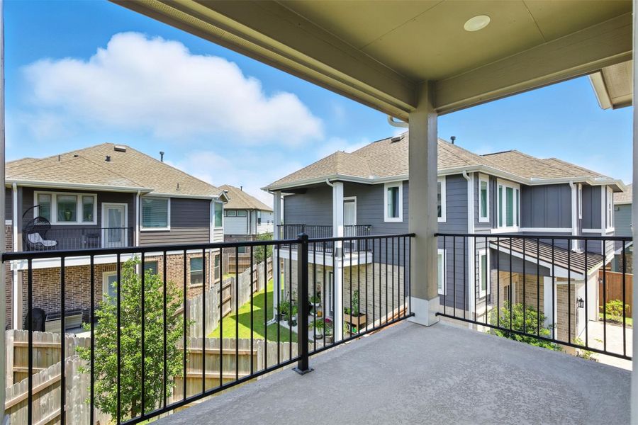 Right off the living room, the covered balcony provides plenty of parking space. Right off the living room, the covered balcony provides plenty of parking space.