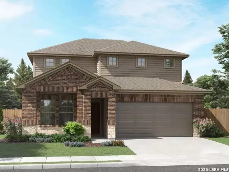 Front exterior of a new home in , Cibolo, TX, highlighting curb appeal (Image 1). Front exterior of a new home in , Cibolo, TX, highlighting curb appeal (Image 1).