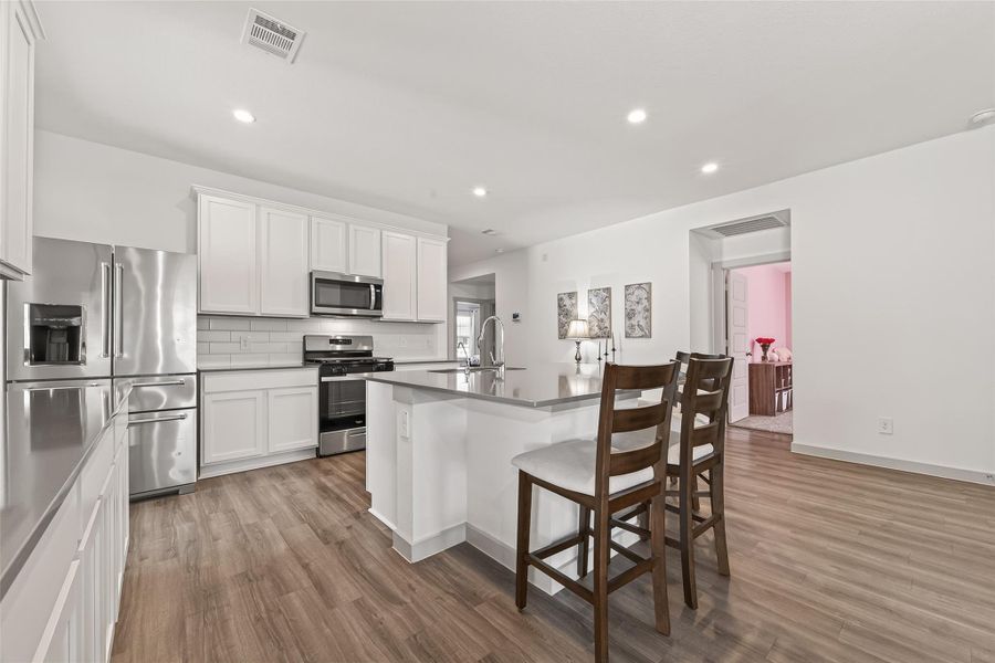 White cabinetry paired with the recessed lighting keeps this space light and bright! White cabinetry paired with the recessed lighting keeps this space light and bright!