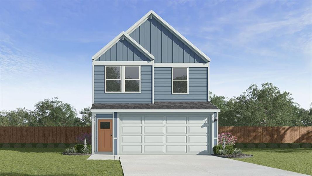 View of front of house featuring board and batten siding, an attached garage, driveway, and a shingled roof View of front of house featuring board and batten siding, an attached garage, driveway, and a shingled roof