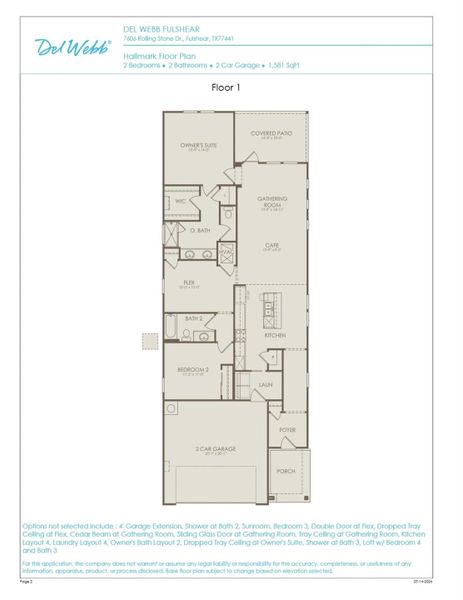 2D floor plan layout of this home in Del Webb Fulshear, Fulshear, TX (Image 2). 2D floor plan layout of this home in Del Webb Fulshear, Fulshear, TX (Image 2).