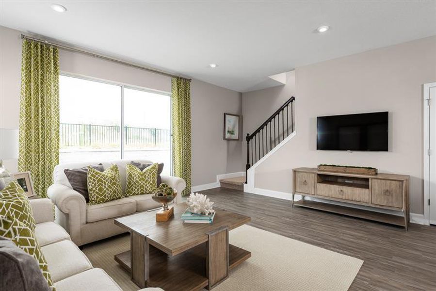 Representative furnished interior of a home built from the Biscayne by Ryan Homes in Cedar Landings Townhomes, Leesburg (Image 8). Representative furnished interior of a home built from the Biscayne by Ryan Homes in Cedar Landings Townhomes, Leesburg (Image 8).