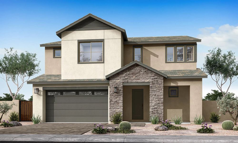 Representative exterior photo of a completed home built from the Sage Plan 4003 by Tri Pointe Homes in Waterston Central, Gilbert, AZ (Image 16). Representative exterior photo of a completed home built from the Sage Plan 4003 by Tri Pointe Homes in Waterston Central, Gilbert, AZ (Image 16).