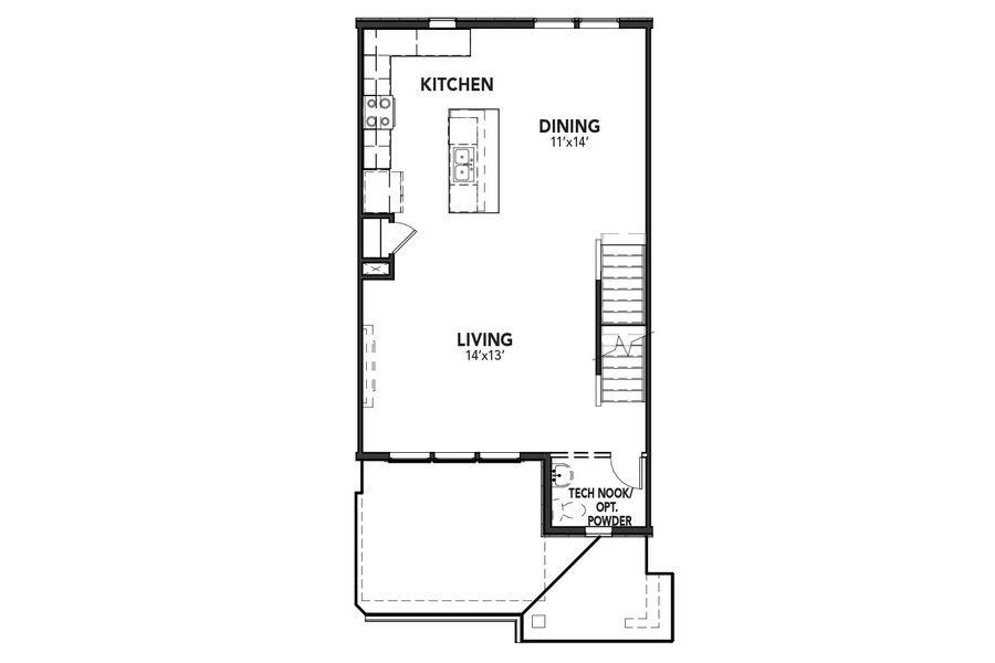 2D floor plan layout for the Elbert by Brightland Homes in Windler Townhomes, Aurora, CO (Image 4).