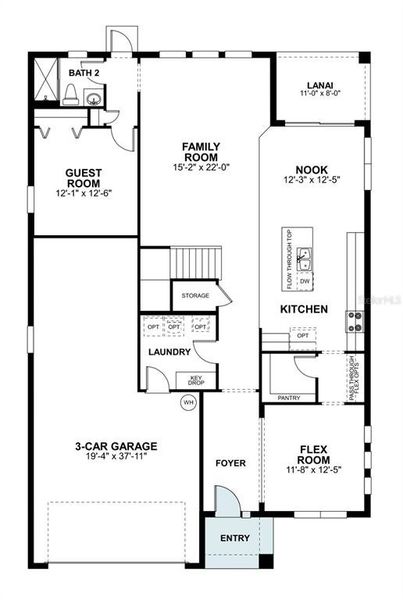 2D floor plan layout of this home in Estates at Rivercrest, Sanford, FL (Image 3).