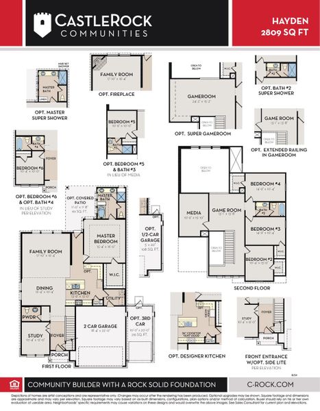 2D floor plan layout for the Hayden by CastleRock Communities in Aden Woods, Fairview, TN (Image 3).