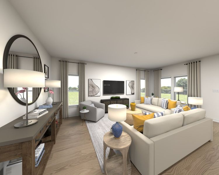 Spend family movie nights in the spacious great room.