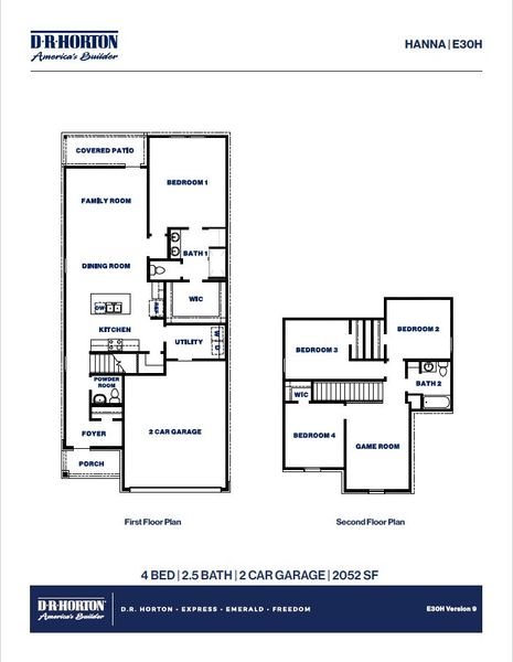 2D floor plan layout for the Hanna by D.R. Horton in Cypress Green, Hockley, TX (Image 4). 2D floor plan layout for the Hanna by D.R. Horton in Cypress Green, Hockley, TX (Image 4).