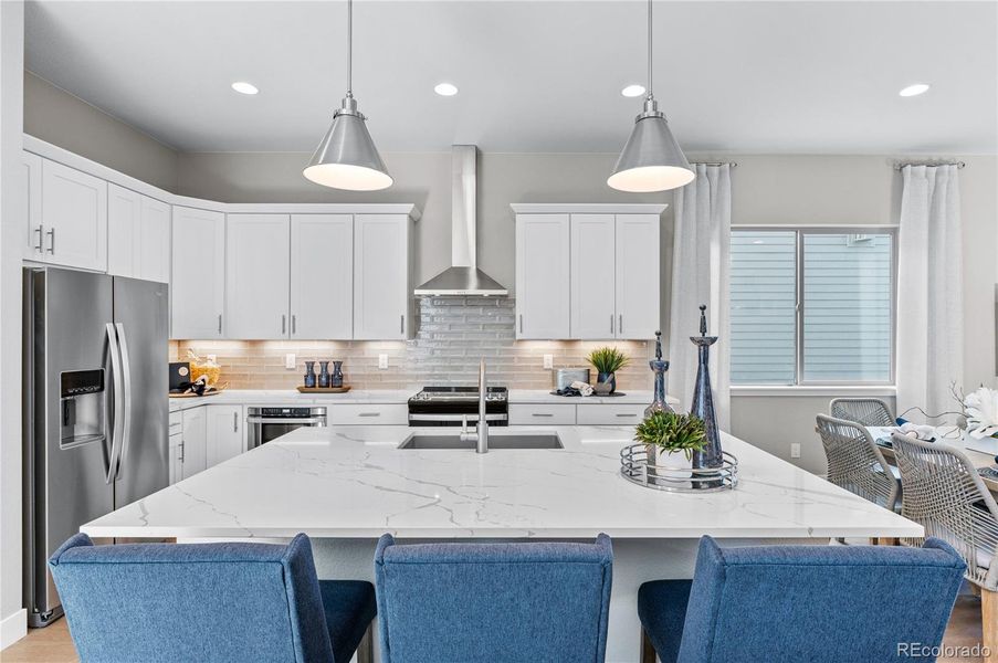 Furnished interior view inside a new home in Painted Prairie, Aurora (Image 25). Furnished interior view inside a new home in Painted Prairie, Aurora (Image 25).