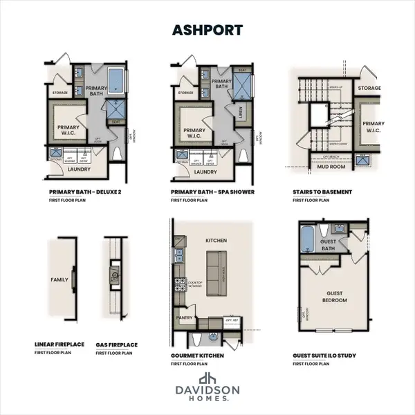 2D floor plan layout for the The Ashport K by Davidson Homes LLC in Montrose, Aberdeen, NC (Image 5).