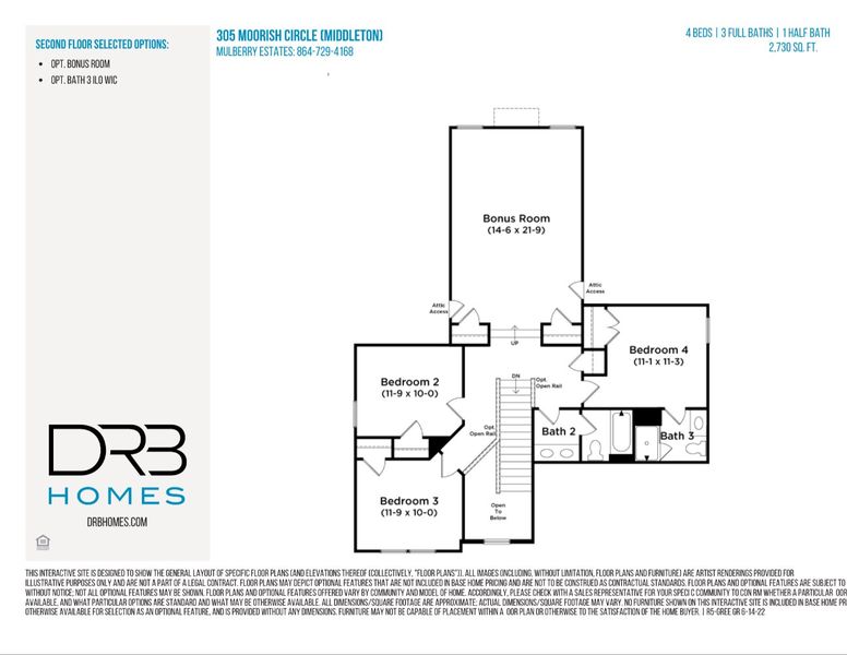 2D floor plan layout of this home in Mulberry Estates, Simpsonville, SC (Image 6).