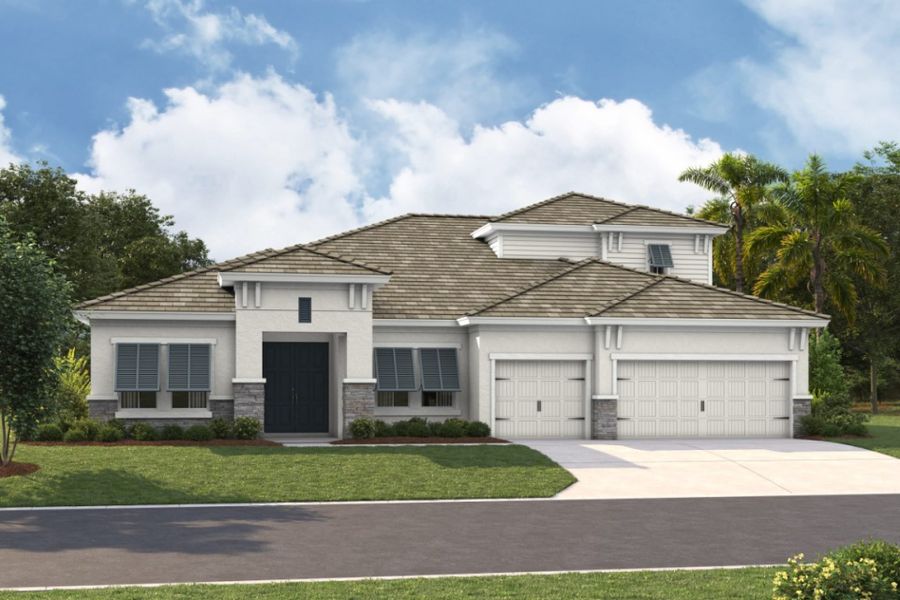 Representative exterior photo of a completed home built from the Cedar Key Grande II by Homes by WestBay in Barrington Preserve, Brandon, FL (Image 7).