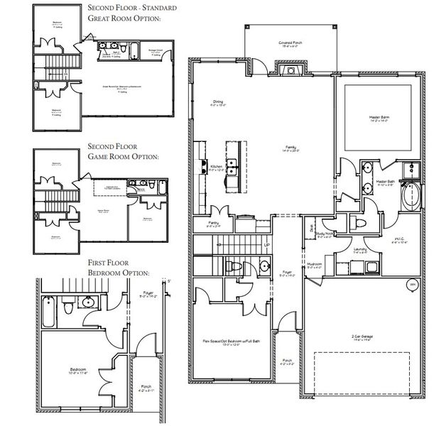 2D floor plan layout for the The Azalea by Avonley Homes in Mission Ranch, College Station, TX (Image 2).