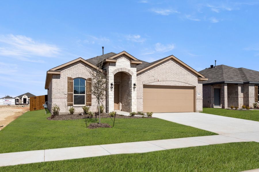 Front exterior of a new home in Baker Farms, Cleburne, TX, highlighting curb appeal (Image 20). Front exterior of a new home in Baker Farms, Cleburne, TX, highlighting curb appeal (Image 20).