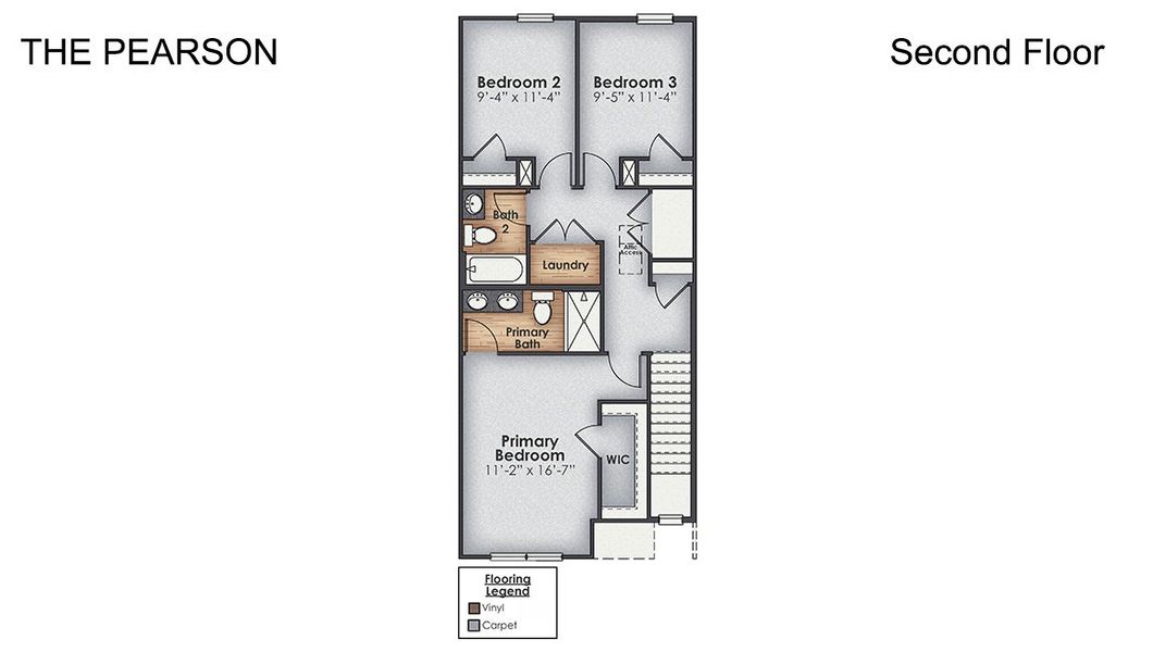 2D floor plan layout of this home in Townes at Seabrooke, Leland, NC (Image 5).