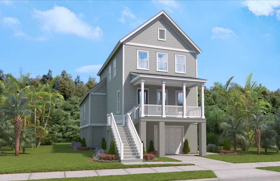 Front exterior of a new home in Indigo Grove Single Family Homes, Johns Island, SC, highlighting curb appeal (Image 28). Front exterior of a new home in Indigo Grove Single Family Homes, Johns Island, SC, highlighting curb appeal (Image 28).