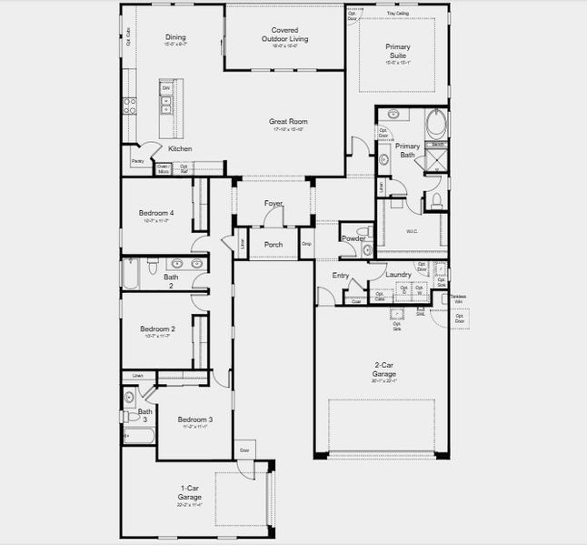 2D floor plan layout for the Cascade by Taylor Morrison in Verdin Passage Collection, Phoenix, AZ (Image 3).