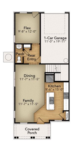 2D floor plan layout for the Grayson by Parkside Builders in Anderson Park, Hendersonville, TN (Image 3).