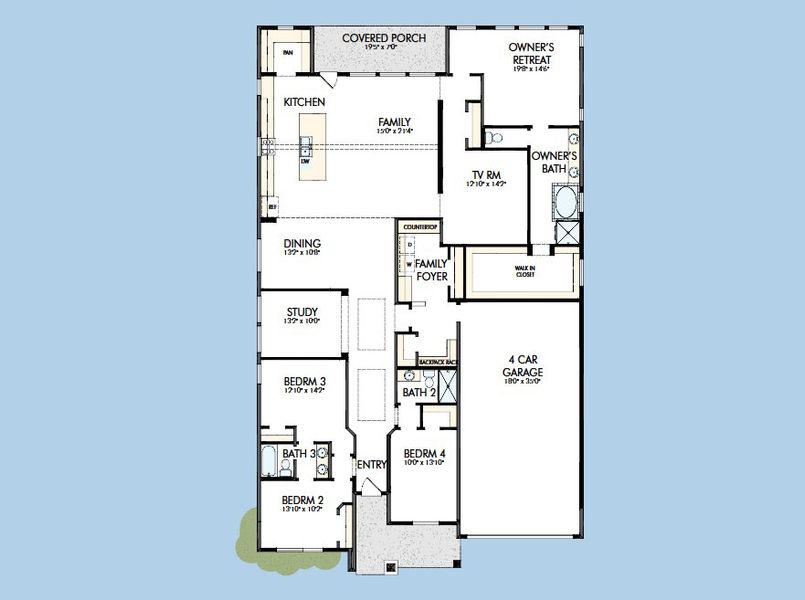2D floor plan layout for the The Jacksboro by David Weekley Homes in Walden Creek – Summit Collection, Montgomery, TX (Image 3).