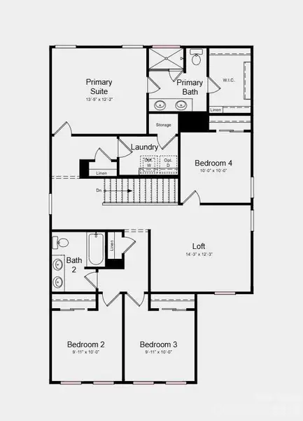 Second Floor Plan - Additional Highlights Include: window blinds, additional windows in primary bath and half bath, covered back patio, drop zone and primary bath fiberglass shower pan with tile surround Second Floor Plan - Additional Highlights Include: window blinds, additional windows in primary bath and half bath, covered back patio, drop zone and primary bath fiberglass shower pan with tile surround