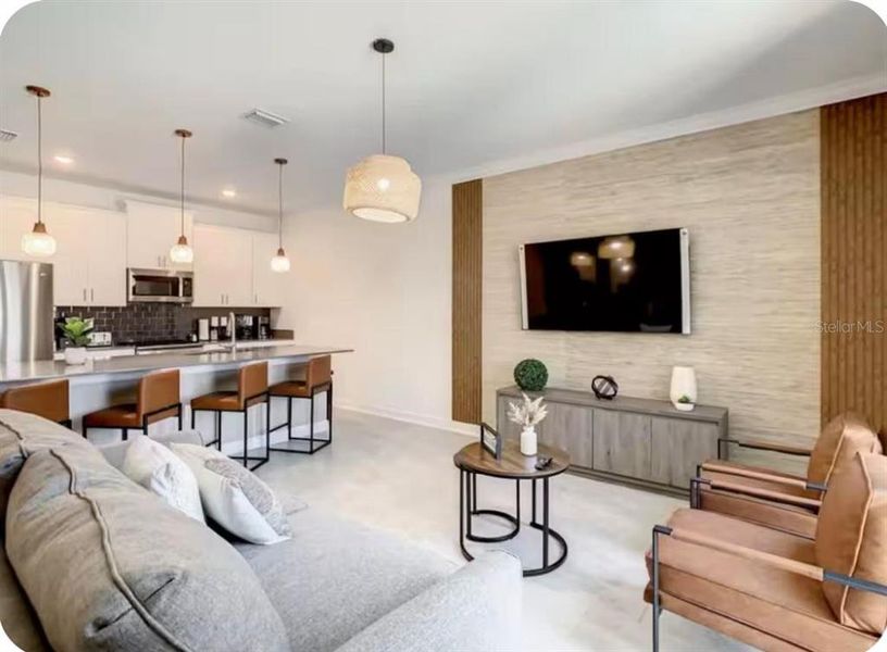 Furnished interior view inside a new home in Storey Lake: Vacation Townhomes, Kissimmee (Image 5). Furnished interior view inside a new home in Storey Lake: Vacation Townhomes, Kissimmee (Image 5).