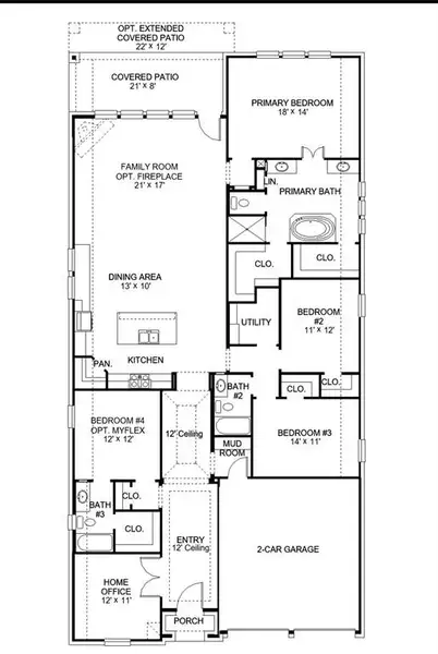 2D floor plan layout of this home in Myrtle Creek, Waxahachie, TX (Image 3).