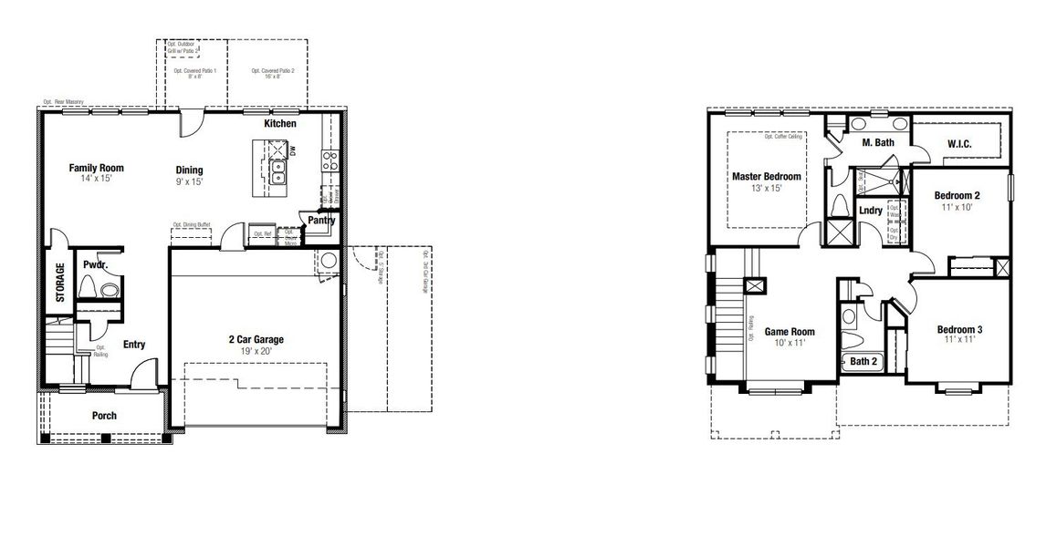 2D floor plan layout for the Martindale by Scott Felder Homes in Mayfair, New Braunfels, TX (Image 4).