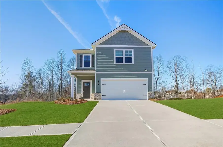 Front exterior of a new home in Chapel Hill, Newnan, GA, highlighting curb appeal (Image 2). Front exterior of a new home in Chapel Hill, Newnan, GA, highlighting curb appeal (Image 2).