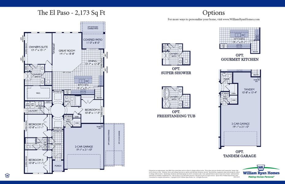 2D floor plan layout for the The El Paso by William Ryan Homes in Creekside, Royse City, TX (Image 3).