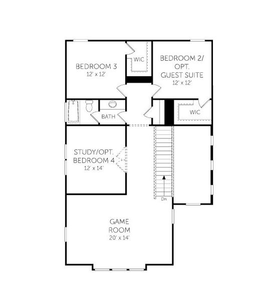 2D floor plan layout for the Kiawah - Single Family Homes by Dream Finders Homes in Arbor Village, Matthews, NC (Image 3).