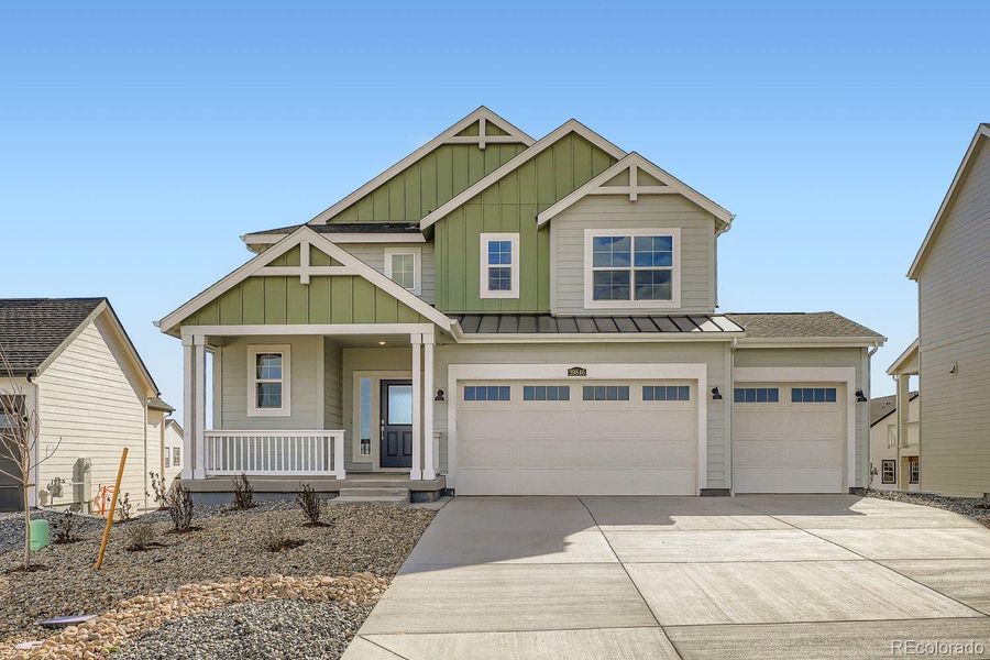 Front exterior of a new home in Independence: The Pioneer Collection, Elizabeth, CO, highlighting curb appeal (Image 12).