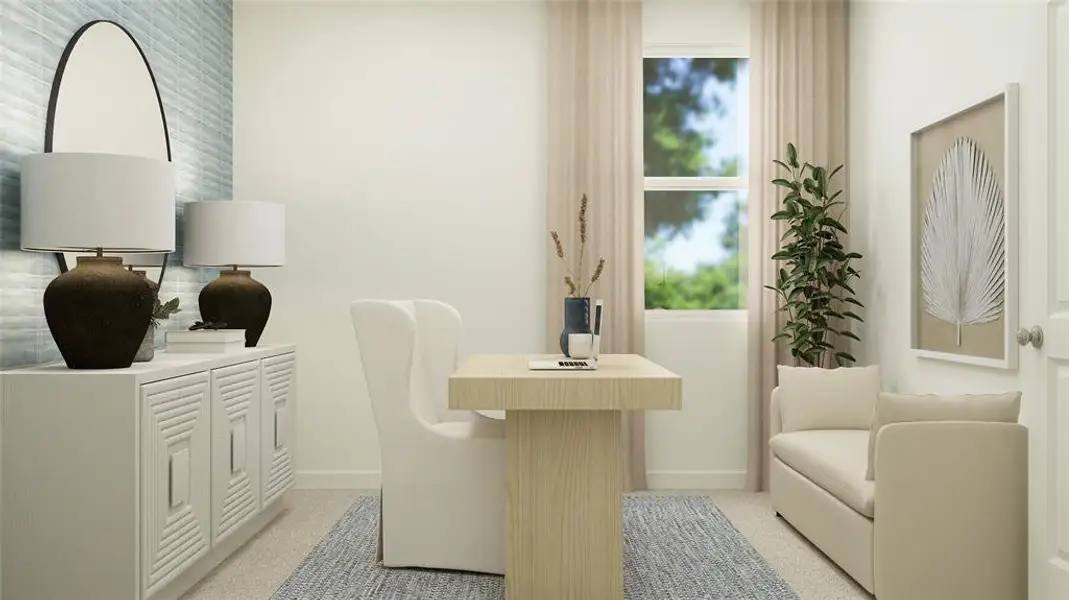 Office space featuring light carpet Office space featuring light carpet