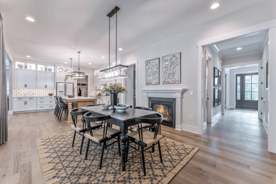 12. HHHunt Homes Crawford- Nook Fireplace Kitchen