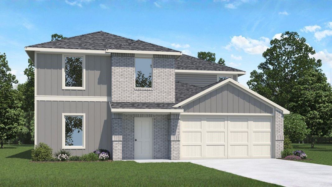 Front exterior of a new home in Lexington Heights, Willis, TX, highlighting curb appeal (Image 1). Front exterior of a new home in Lexington Heights, Willis, TX, highlighting curb appeal (Image 1).