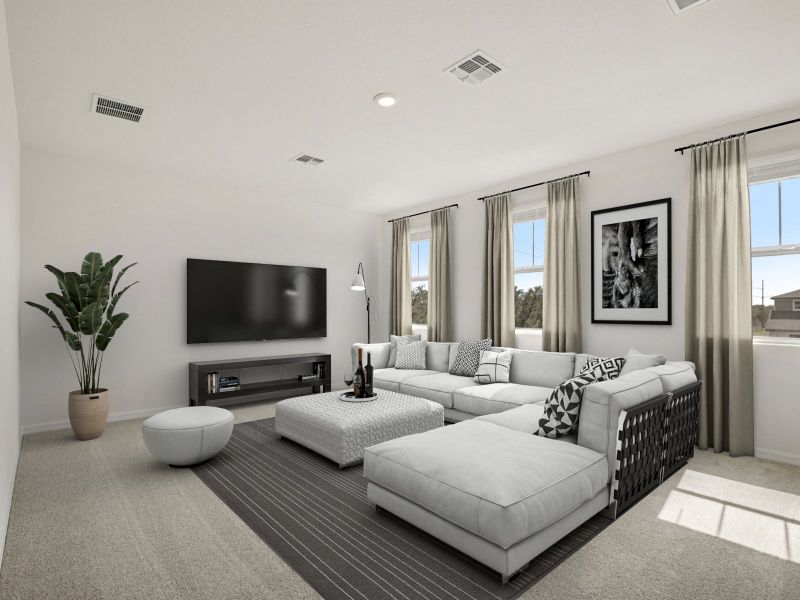 Furnished interior view inside a new home in Brystol at Wylder - Reserve Series, Port St. Lucie (Image 6). Furnished interior view inside a new home in Brystol at Wylder - Reserve Series, Port St. Lucie (Image 6).