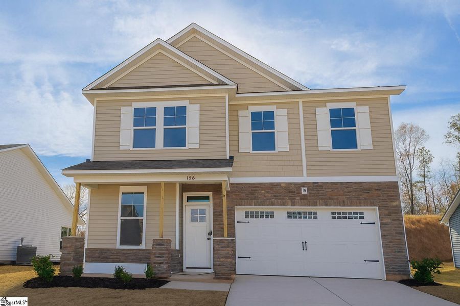 Front exterior of a new home in Lynbrook, Boiling Springs, SC, highlighting curb appeal (Image 1).