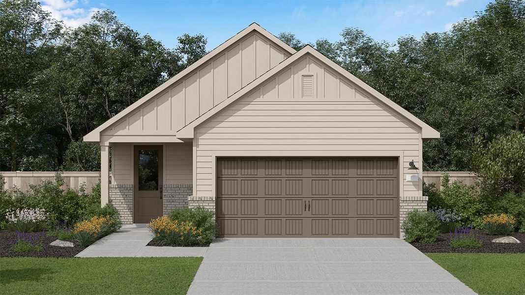 Representative exterior photo of a completed home built from the Isabella by New Home Co. in The Cottages Collection at Oakberry Trails, Waller, TX (Image 5). Representative exterior photo of a completed home built from the Isabella by New Home Co. in The Cottages Collection at Oakberry Trails, Waller, TX (Image 5).