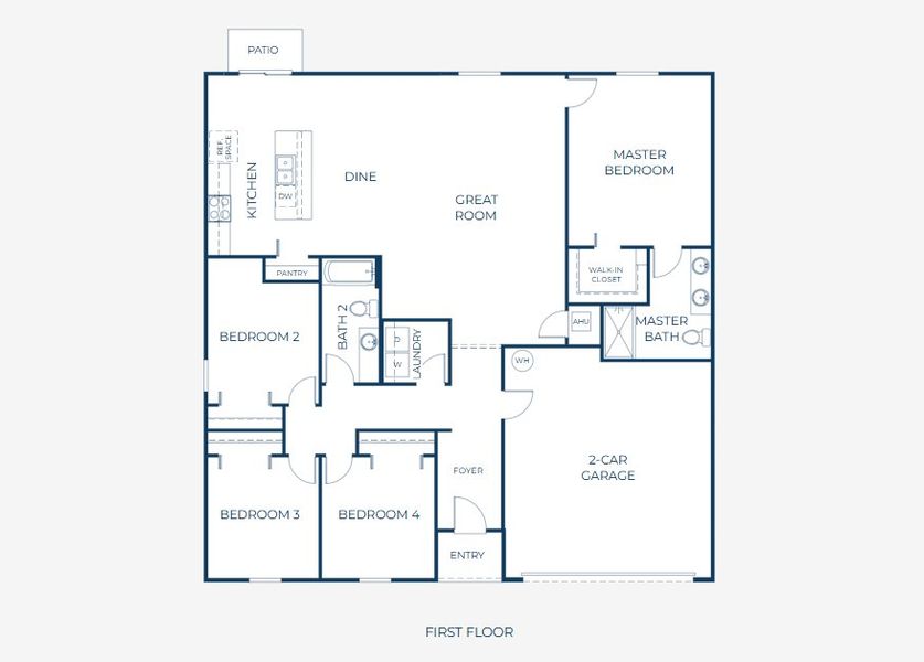 2D floor plan layout for the Orchid by Maronda Homes in Palm Coast, Palm Coast, FL (Image 4).