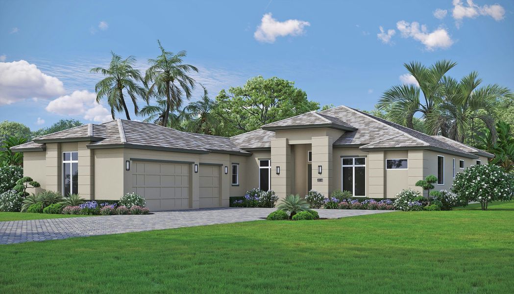 Representative exterior photo of a completed home built from the Tidewater by GHO Homes in The Reserve at Grand Harbor, Vero Beach, FL (Image 5).
