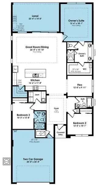 2D floor plan layout of this home in Cresswind Palm Beach at Westlake, Westlake, FL (Image 4).