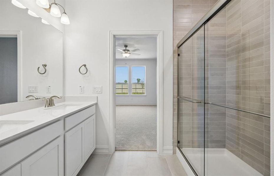 Primary bathroom with walk in closet