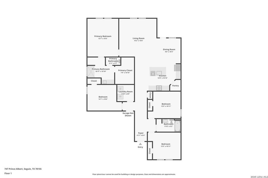 2D floor plan layout of this home in Swenson Heights, Seguin, TX (Image 3).