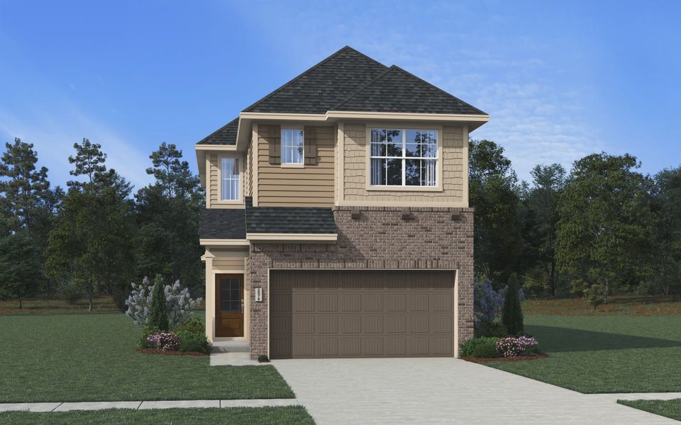 Representative exterior photo of a completed home built from the Lorraine by Chesmar Homes in Meridiana Chateau, Iowa Colony, TX (Image 3). Representative exterior photo of a completed home built from the Lorraine by Chesmar Homes in Meridiana Chateau, Iowa Colony, TX (Image 3).
