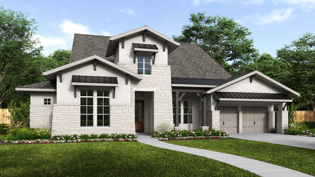 Representative exterior photo of a completed home built from the 617A by Britton Homes in Adkins Park, Hurst, TX (Image 14). Representative exterior photo of a completed home built from the 617A by Britton Homes in Adkins Park, Hurst, TX (Image 14).