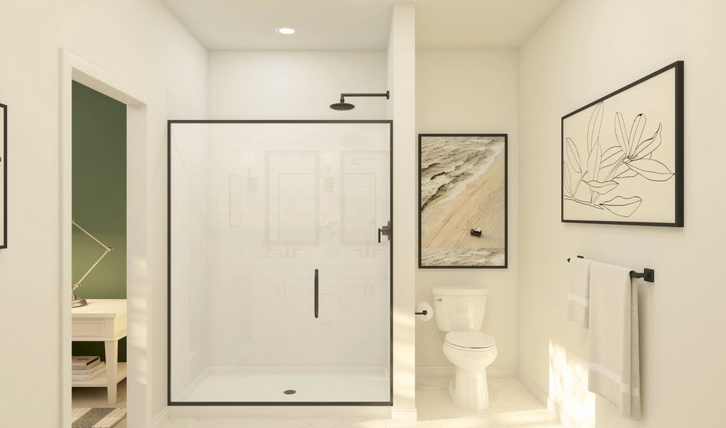 Primary bath with glass shower enclosure Primary bath with glass shower enclosure