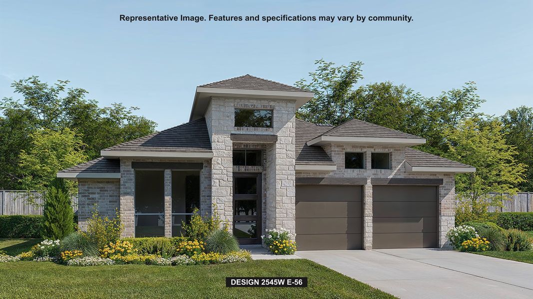 Representative exterior photo of a completed home built from the 2545W by Perry Homes in Lariat 50', Liberty Hill, TX (Image 7).